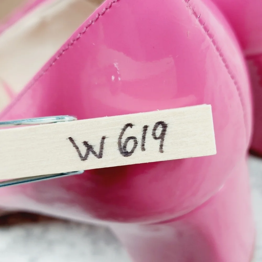 NEW Marc Fisher Zala Pink Patent Leather Block Heel Pointed Toe Heels W619 - Picture 14 of 14